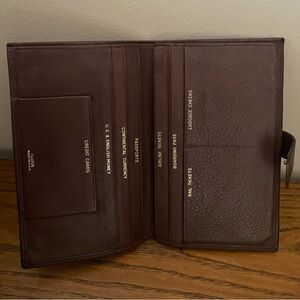 Vintage Brown Leather Travel Bifold Wallet Passport Currency Organizer